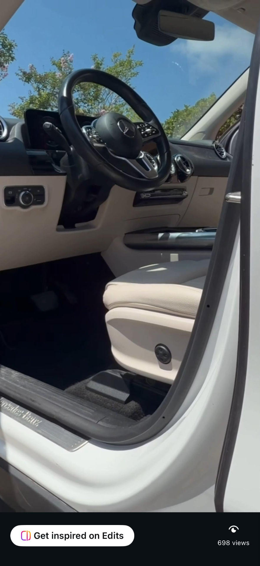 Cleaned light-coloured Mercedes interior with spotless seats and dashboard